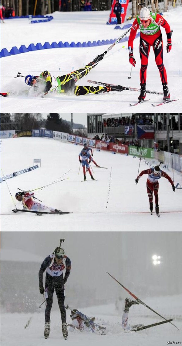 Это норвежский биатлонист Эмиль Хегле Свендсен. Сегодня он уже в третий раз сделал француза Мартена Фуркада в финишном створе