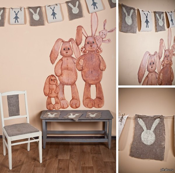 Painted a wall in a photo studio - My, Hare, jumpers, Drawing, Painting, My