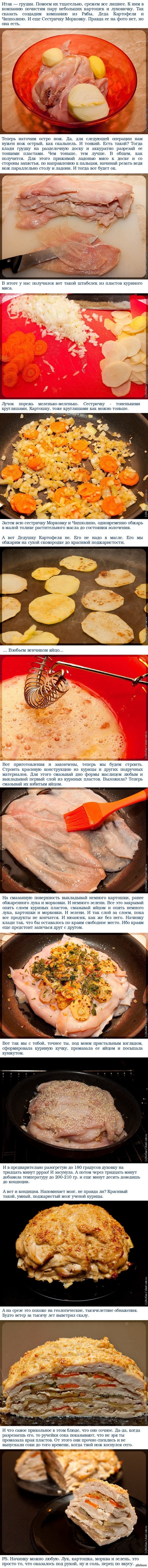 Курица слоями.