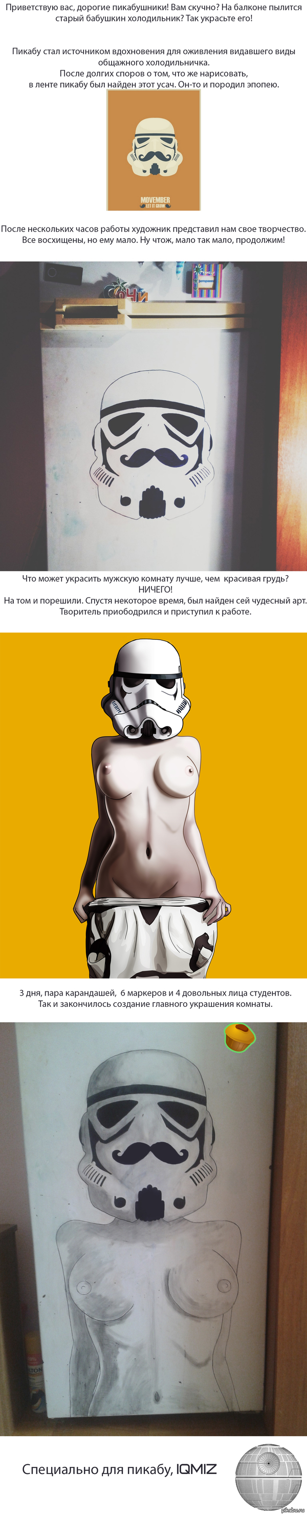 Как украсить холодильник. - Звездные войны, Общежитие, Сиськи, Star Wars, Студенты, Моё, Творчество, Длиннопост, NSFW, Холодильник