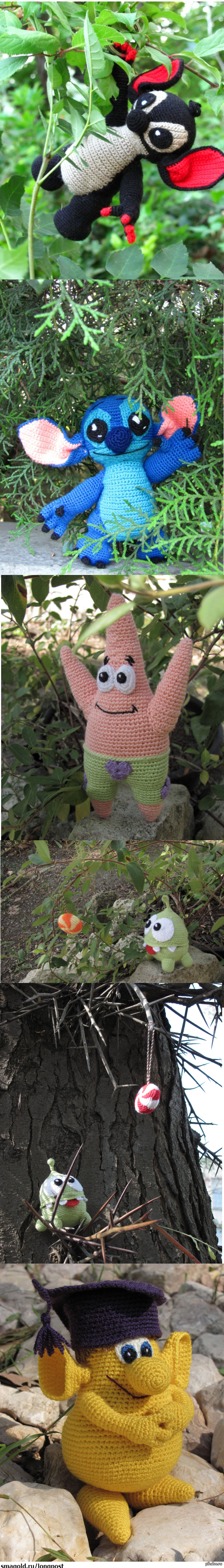 My toys - My, Knitted toys, Lilo and Stitch, Patrick Star, Om-Nom-nom, Big Ugh, Copyright, Knitting, Longpost