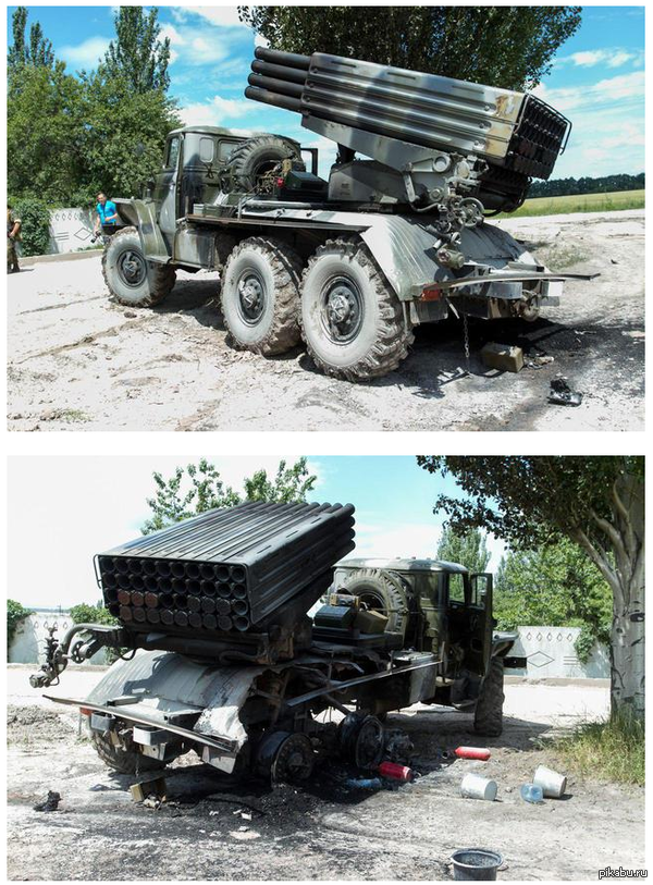 В районе станции Мерцалово, сгорела РСЗО "Град"