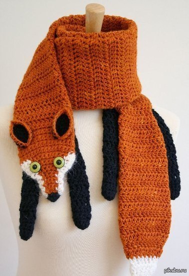 Such a cool scarf! - Scarf, Fox, Knitting