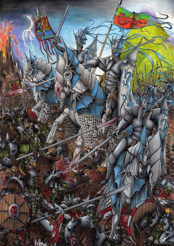 high elves vs orcs - Warhammer fantasy battles, Elves, Orcs, , Waaagh!, Fan art, Art