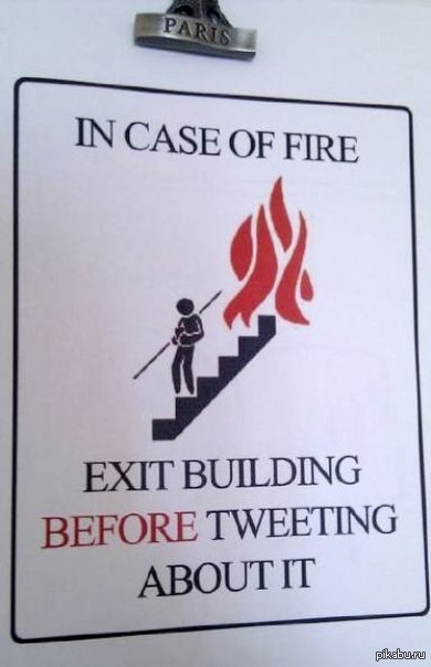 In the event of a fire, leave the building BEFORE you tweet about it - Twitter, The americans, English language, Stairs, Fire