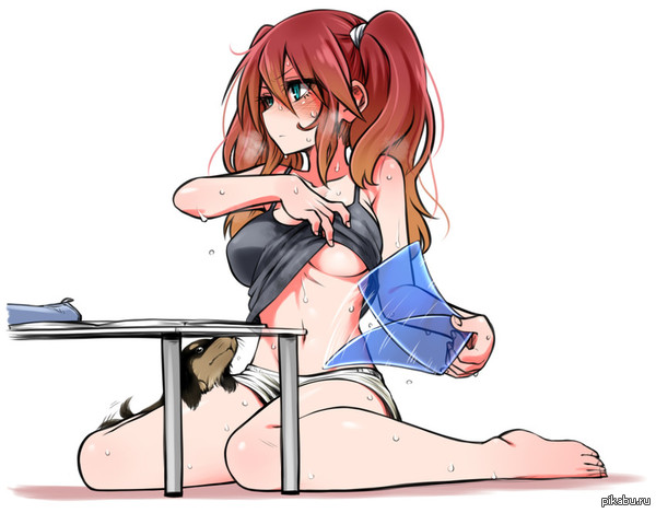 Saved from the heat - NSFW, Anime, Breast, Dachshund, Heat, Fan