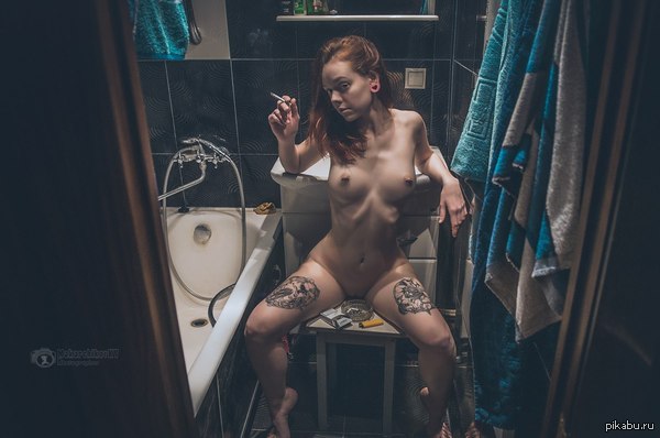 You go into the bathroom and there .... - NSFW, Bathroom, Tattoo, Naked, Nudity