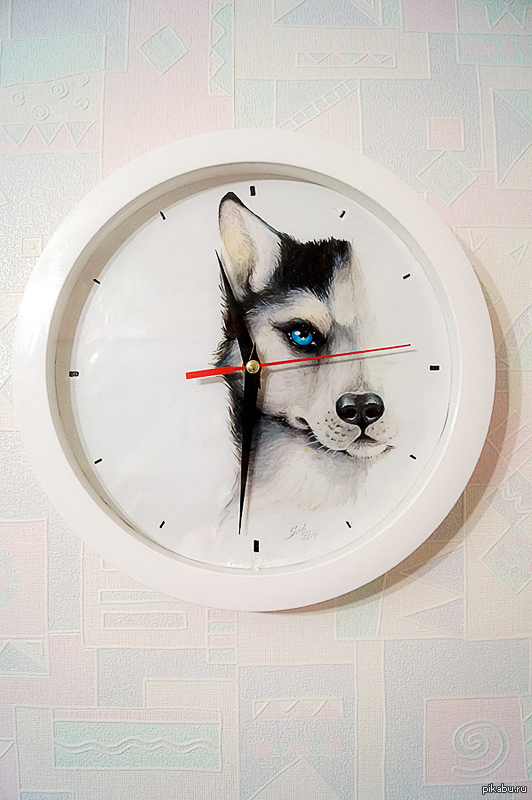 Gift for a friend on DR :) - My, Clock, With your own hands, Acrylic, Acrylic drawing