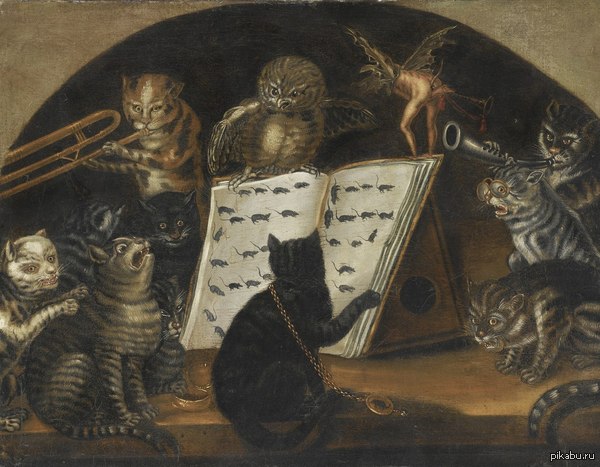  - Cats being instructed In the art of mouse-catching by an owl (     ) by Lombard School
