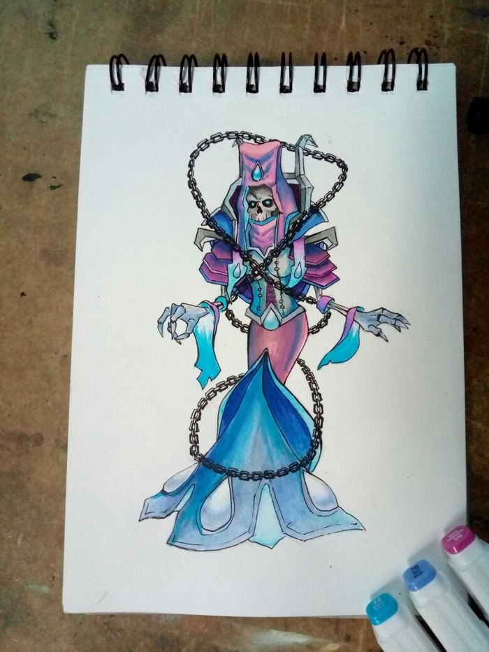 Lady Deathwhisper - My, , Wow, World of warcraft, Sketchbook, Alcohol markers