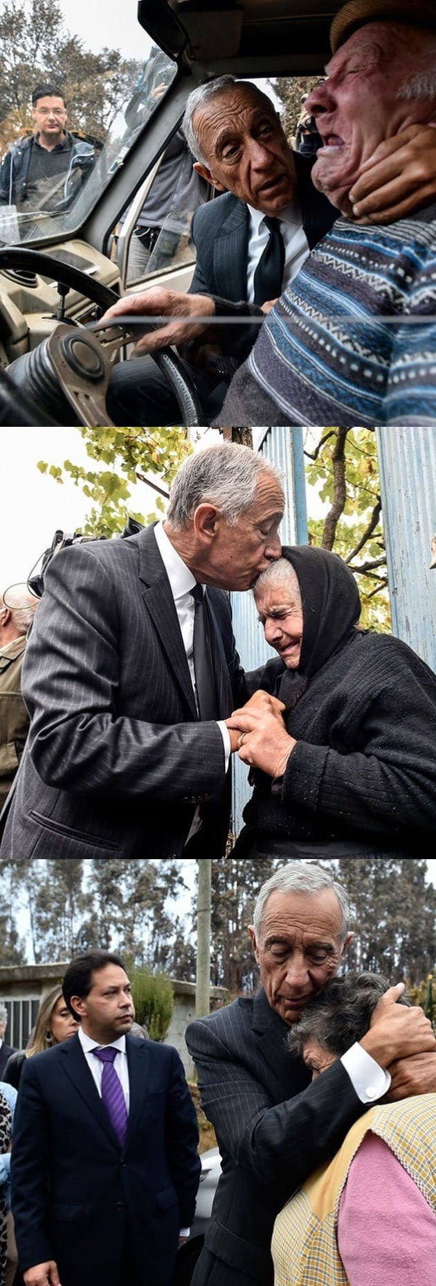 Portuguese president comforts people who have lost their homes - Politics, Emotions, Kindness, Longpost, Marcelo Rebelo de Sousa