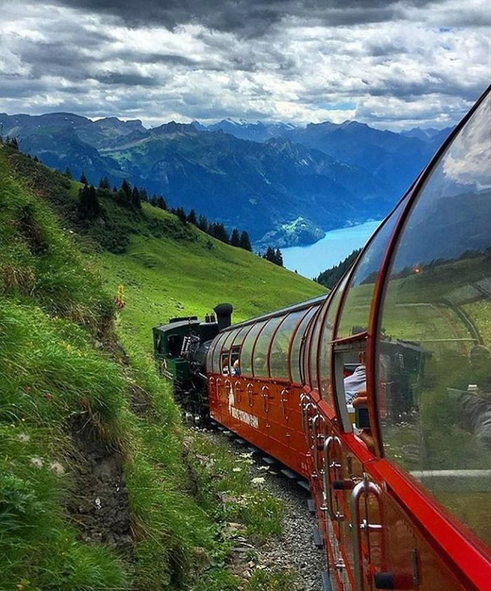 By train in Switzerland. - A train, Switzerland, The mountains, Nature, The photo