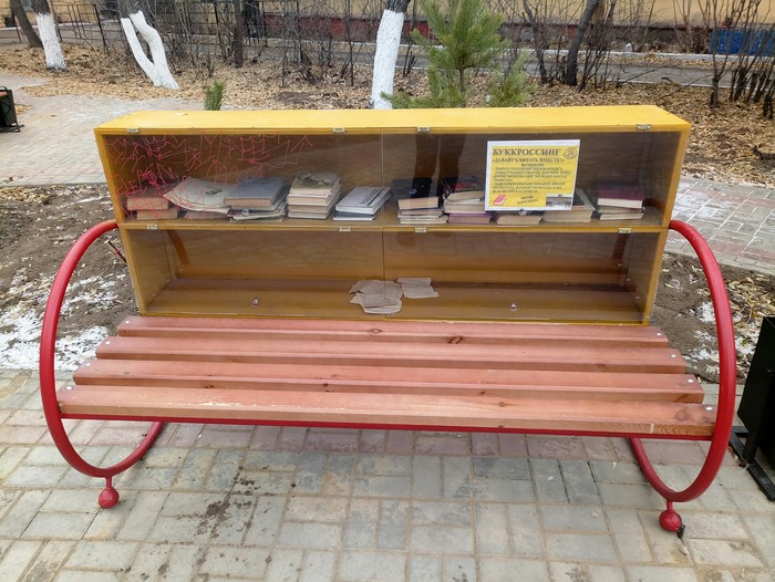 Interesting bench for book lovers - My, Bookcrossing, Kazakhstan, Books, Don't Steal