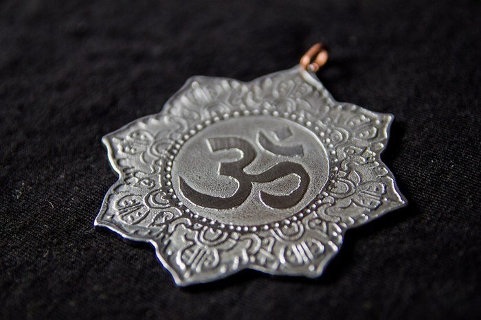 Medallion with Om symbol - My, Medallion, Buddhism, Etching, Craft