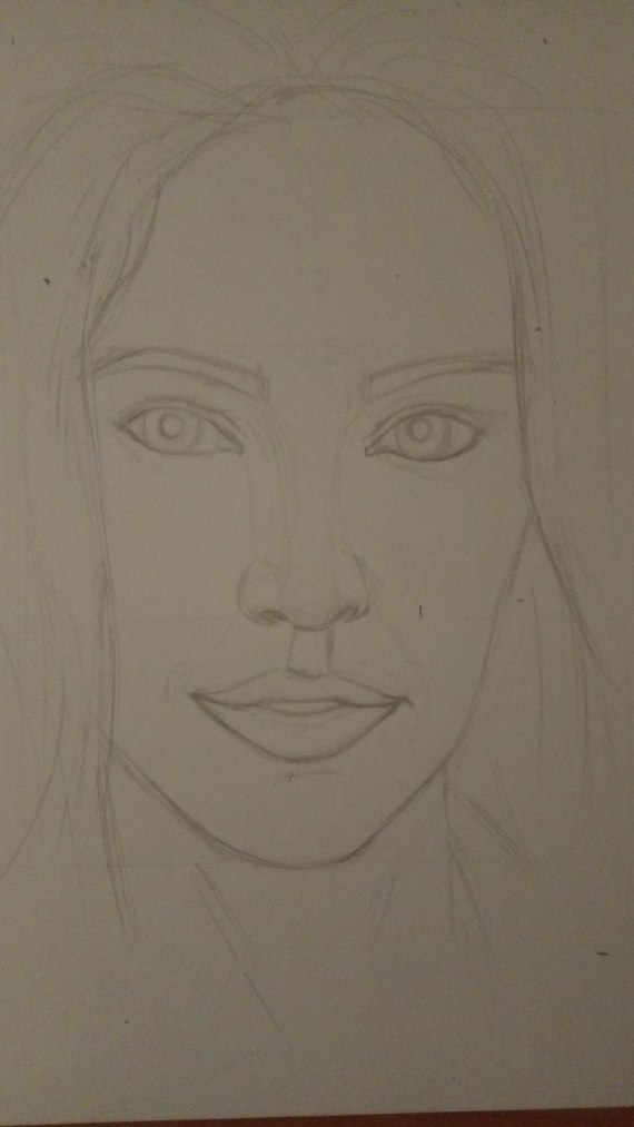Another portrait - My, Megan Fox, Portrait, Новичок, I want criticism, My, Drawing, Longpost