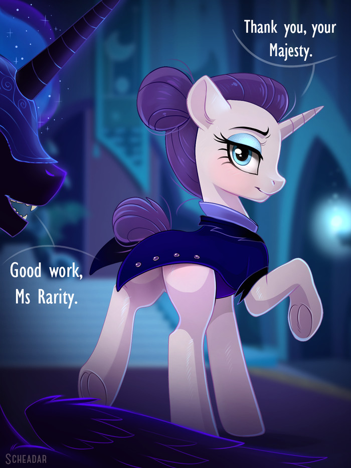 "Good work!" by Krrrokozjabrra My Little Pony, Nightmare Moon, Rarity, MLP Edge, Scheadar