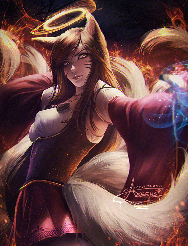 Ahri - Art, Drawing, Ahri, League of legends, Axsens