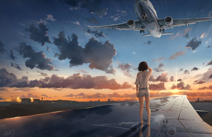 The airport - Anime art, Anime, Anime original, 