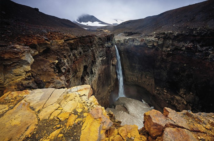 The waterfall is dangerous - Waterfall, Mutnovsky Volcano, Alternate universe