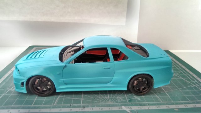 Nissan Skyline R34 GT-R z-tune - My, Stand modeling, Modeling, Tamiya, Do not do like this, Nissan skyline, Long-term construction, , Rukozhop, Longpost, 1:24