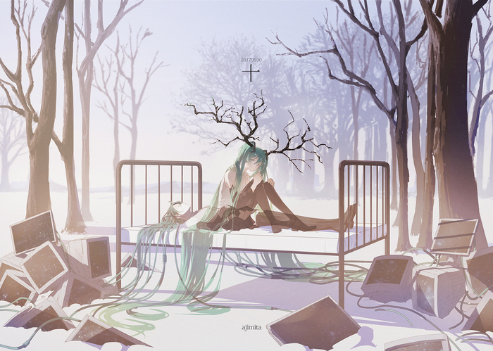 Hatsune Miku - Anime Art, Аниме, Vocaloid, Hatsune Miku, Ajimita