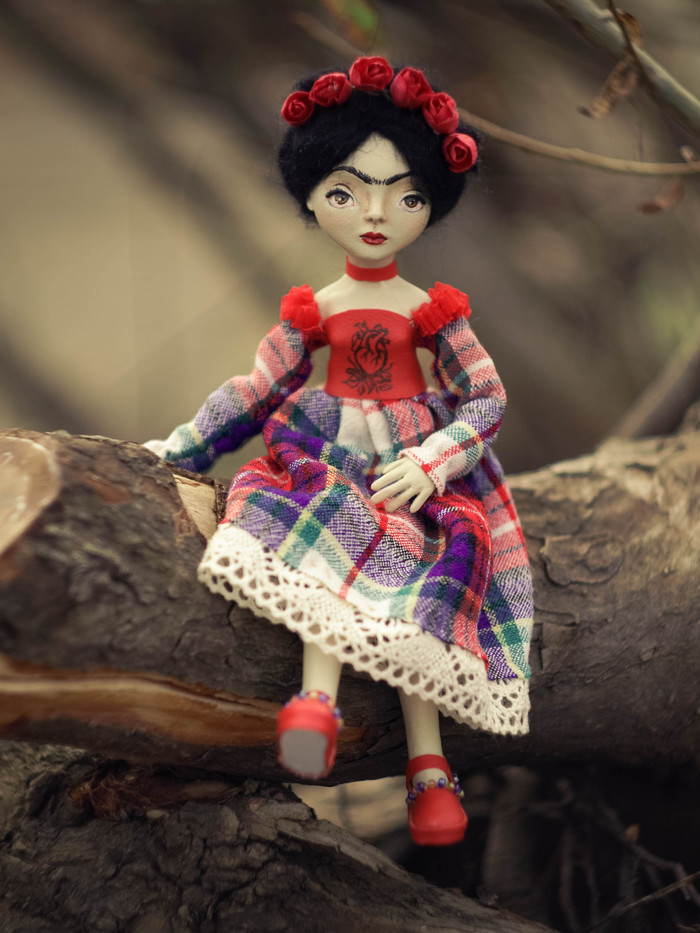 Handmade doll Frida }:-) - My, My, Art, Interesting, Frida Kahlo, FRIEDA, Doll, Creation, Presents, Longpost
