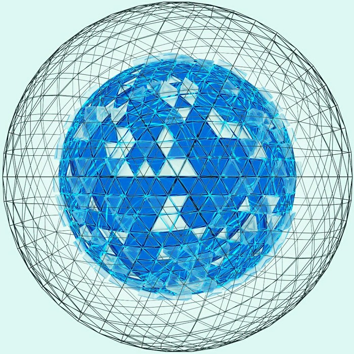 _blender3d Blender, Sphere, Wireframe, Blue, 