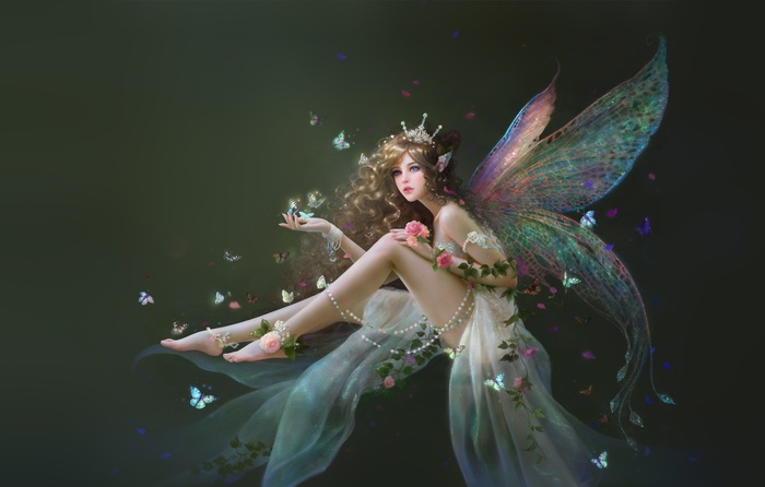 Fairy surrounded by butterflies by artist ruoxin zhang - Fairy, Fantasy, Images, Art, Interesting, beauty