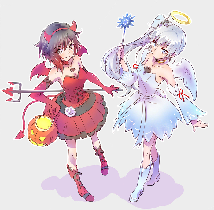 Ангел и демон. - RWBY, Ruby Rose, Weiss Schnee, Аниме, Не аниме