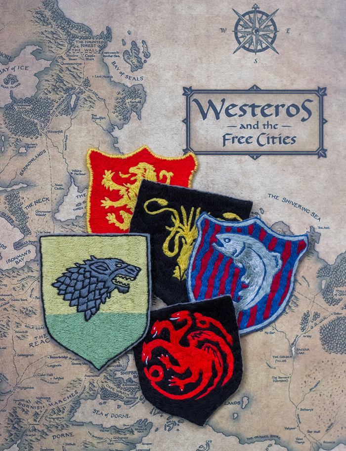 Game of Thrones patches - My, Satin stitch embroidery, Game of Thrones, Needlework without process, The winter is coming, Longpost