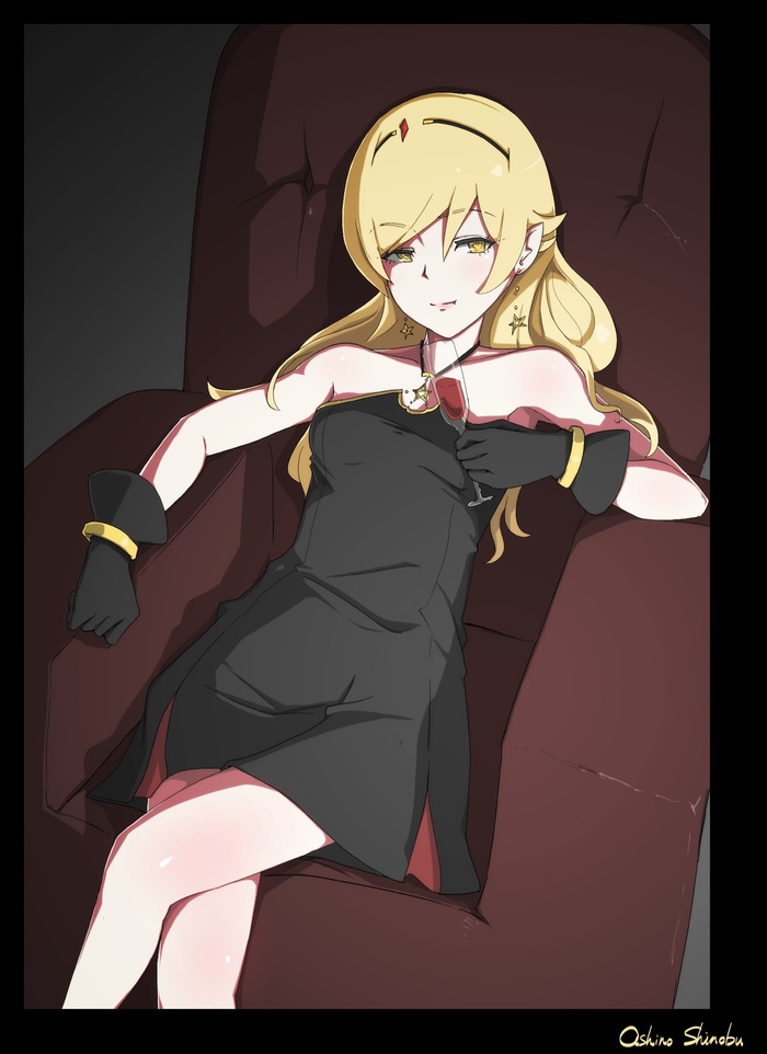 Налей вина мне, мальчик, это невыносимо! - Anime Art, Зубы, Shinobu Oshino, Monogatari series, Арт