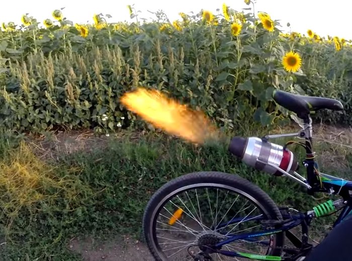 Jet thrust 18kg on Igor Negoda's bike! - A bike, Technics, Jet thrust, Tractor, , Modernization, Tuning, Fire