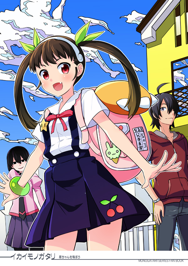 Personal protection of one small Snail - Anime, Anime art, Monogatari series, Hachikuji Mayoi, Araragi koyomi, Ougi Oshino