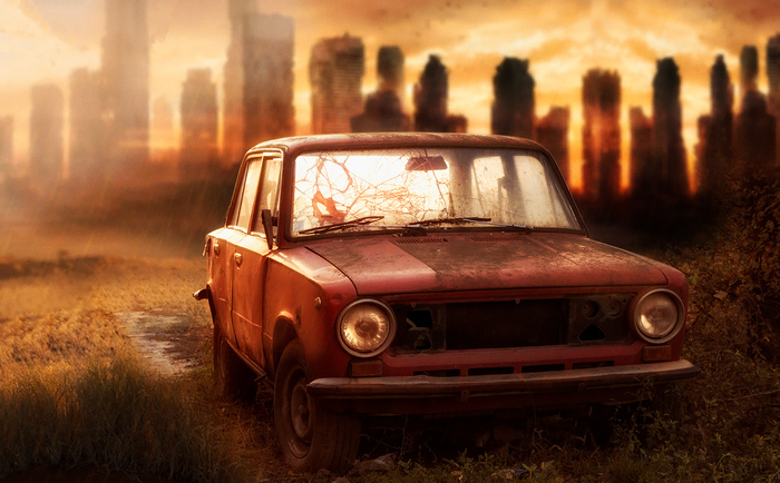 Post-apocalyptic VAZ - My, The photo, Collage, Canon 60d, AvtoVAZ, Apocalypse, Photoshop master