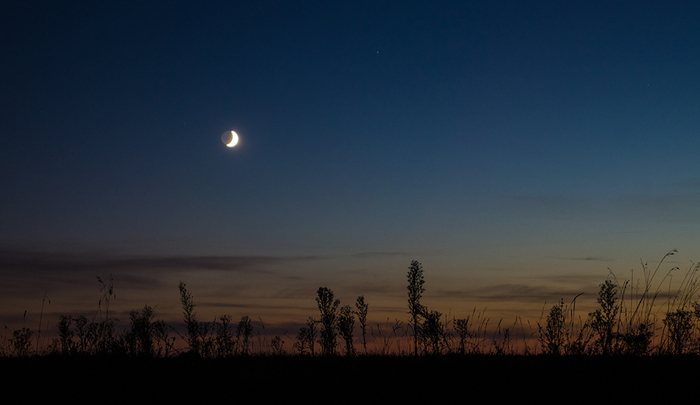 Late evening - My, The photo, moon, Month, , Evening, Sunset, Landscape