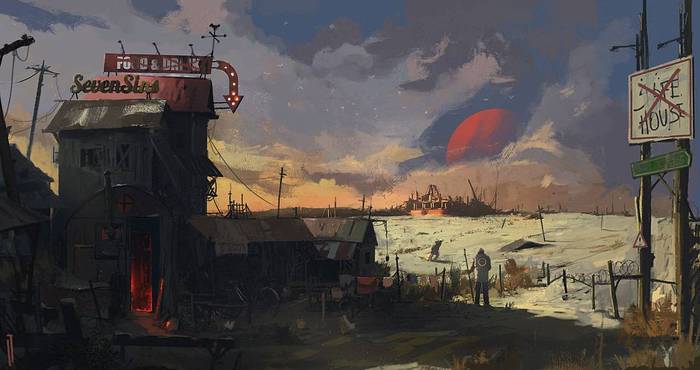 Seven Sins - Art, Images, Post apocalypse, Bar, Ismail Inceoglu