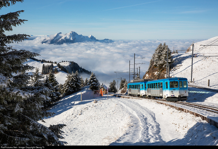 Train above the clouds. - A train, The mountains, Clouds