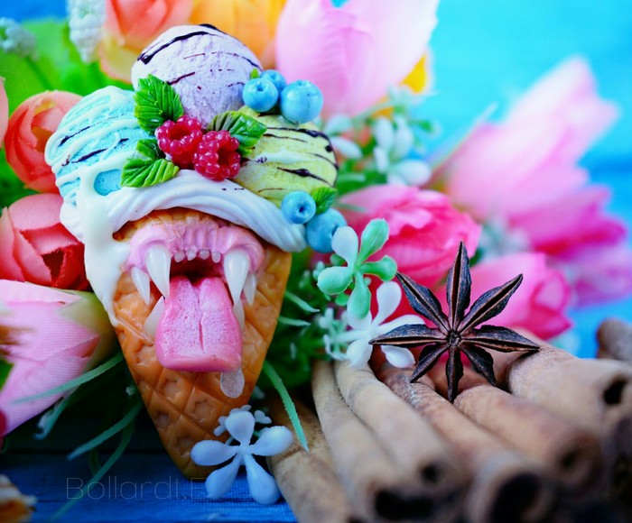 Carnivorous sweets! Check out the calorie count! - My, Polymer clay, Teeth, Ice cream, Creation, Kindness, Hobby, Art, Milota, Longpost