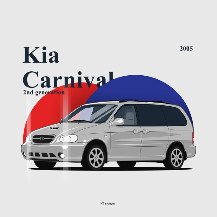 Kia Carnival - Моё, Арт, Машина, Минимализм, Kia, Carnival, Минивэн, Постер, Длиннопост