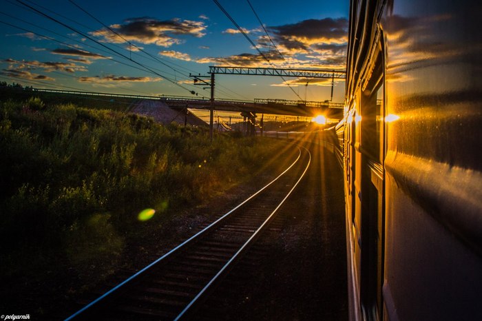 Meeting the sunset - My, A train, , Drive, Sunset