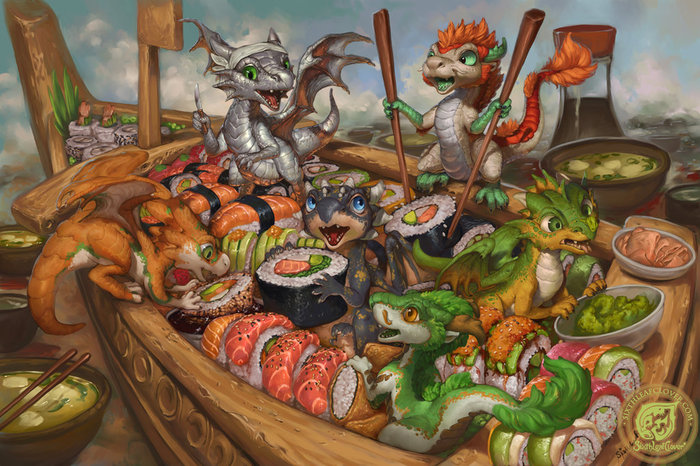 The Sushi Rollers - The Dragon, Sushi, Art, Sixthleafclover, Images
