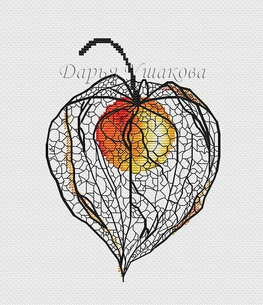 Chamomile and fiery Heart! - My, Embroidery, Needlework without process, Physalis, Longpost, Copyright, My