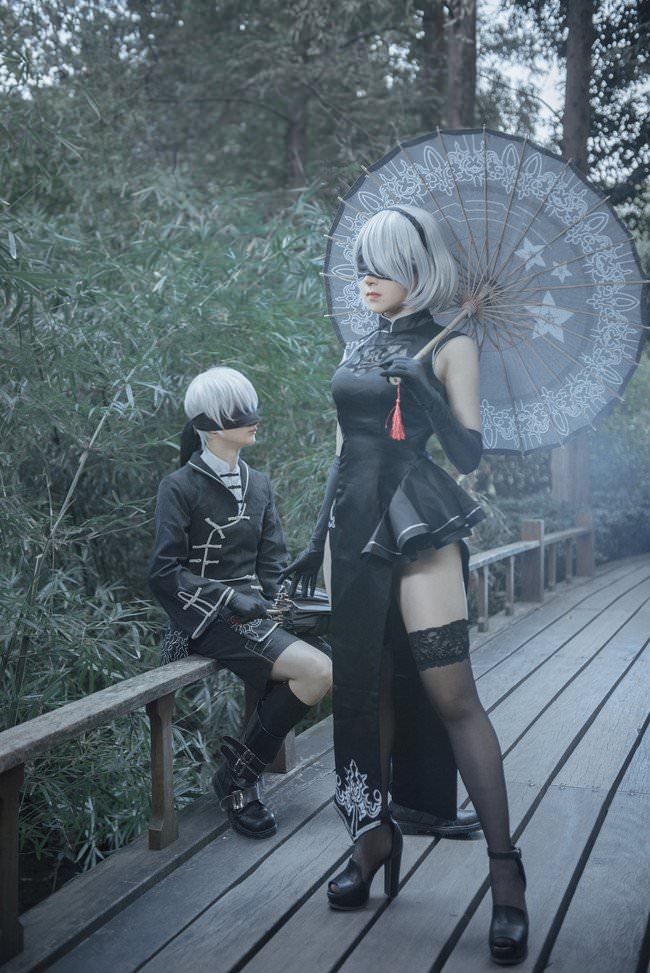 2B and 9S, Asian themed - NIER Automata, Yorha unit No 2 type B, Yorha unit no 9 type S, Cosplay