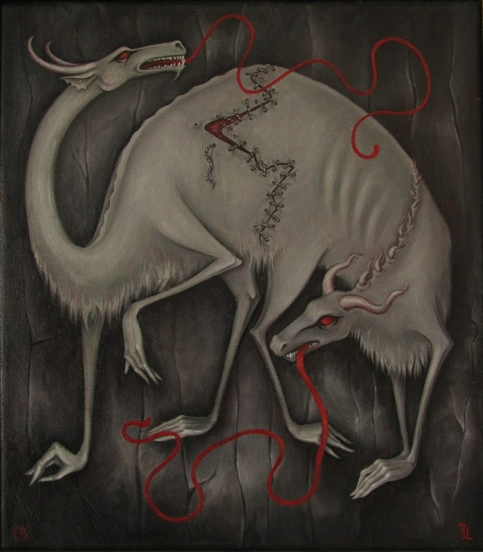 Marriage x/m, 2010 - My, Painting, Creatures, Painting, Canvas