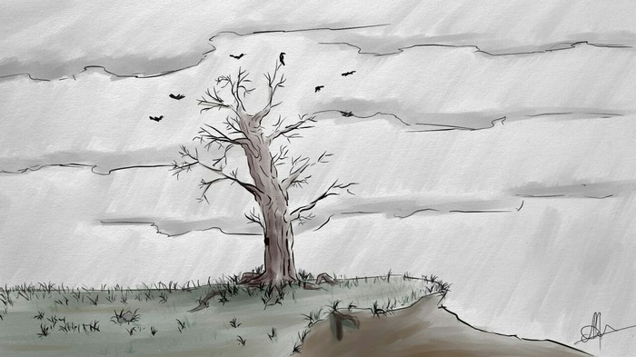 Wood - Tree, Mood, Digital drawing, Depression, SAI, Drawing, My