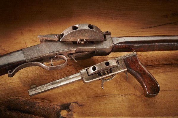 A revolver in reverse, or a little-known branch on the handgun family tree. - My, Rifle, Revolver, Oddities, Firearms, Story, Collection, Engineer, Video, Longpost