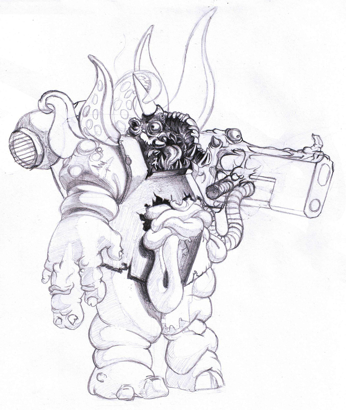 A few gifts from grandfather - My, Warhammer 40k, Nurglit, , Intestines, Weapon, Wh Art