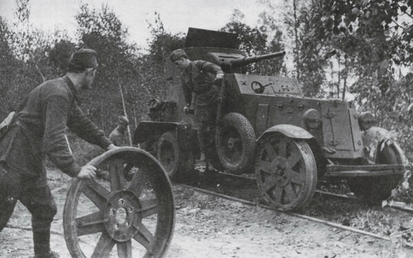 Soviet railway armored car BA-6-ZhD on the Volkhov front. - Military equipment, , The Second World War