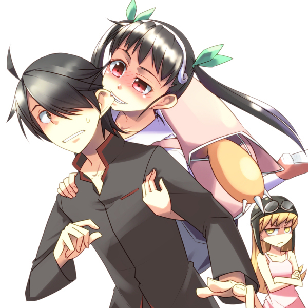 Bite your ear! - Anime, Anime art, Monogatari series, Shinobu oshino, Hachikuji Mayoi, Araragi koyomi