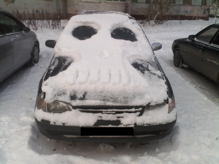 Fun way to clear snow - My, Auto, Snow, snowman, Motorists, Road, Utility services, Humor